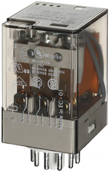 Relais industriel Finder 60.13.8.230.0040, 3C 10A/230VAC AgNi 11L 