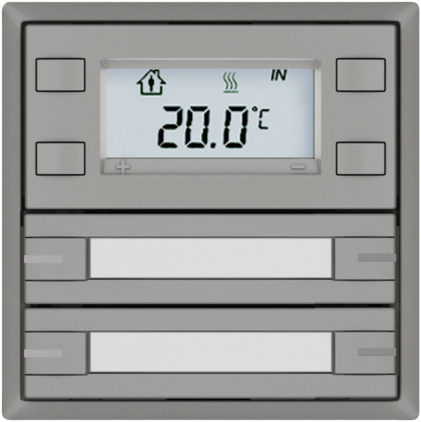 Poussoir RTH EDIZIO.liv SNAPFIX® a.RGB-LED étiqu.4×touches comm.1T grc 