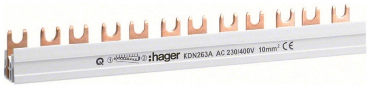 Pettine di raccordo Hager KDN 2P 2Ph forca 10mm² 63A bianco 