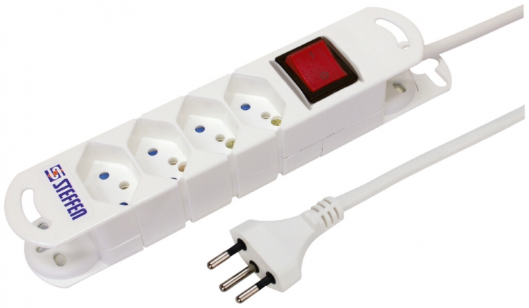 Presa multipla STEBA VARIABL 4×T13 con interruttore 3m bianco 