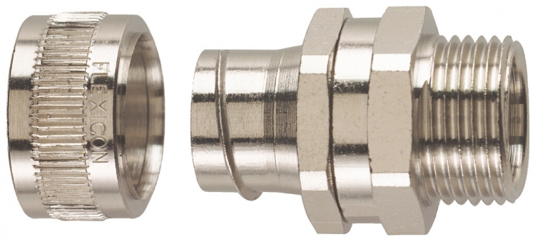 Raccordo per tubo flessibile Plica FU20-M20-S Ø20mm/M20×1.5mm ottone nich. IP40 