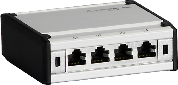 Patch box mini 4×RJ45s cat.6 STP, grigio alluminio, schermato 