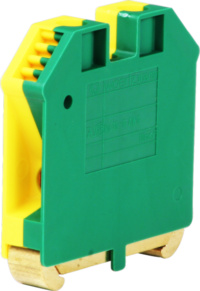 Morsetto di terra componibile Woertz 4…10mm² vite 2×1 DIN 35mm verde/giallo 