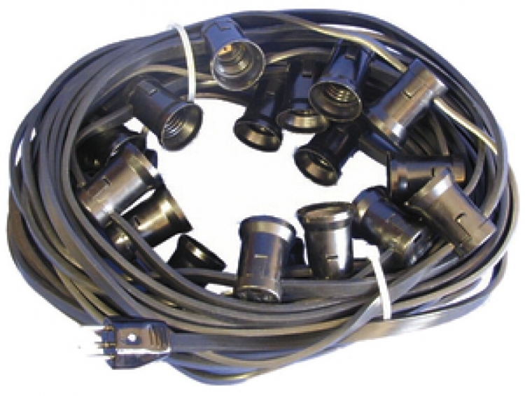 Guirlande d'illumination avec 15 douilles E27, T12, 15m, noir 