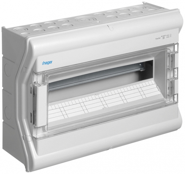 Quadro di distribuzione AP Hager vector 1 fila 18UM IP54/IP65 418×302×151mm 