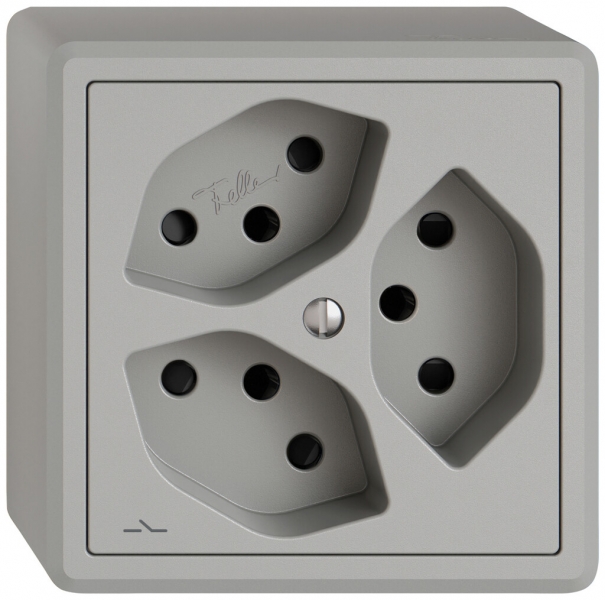 Presa AP EDIZIO.liv SNAPFIX® 3×T13 1×S con shutter grc 