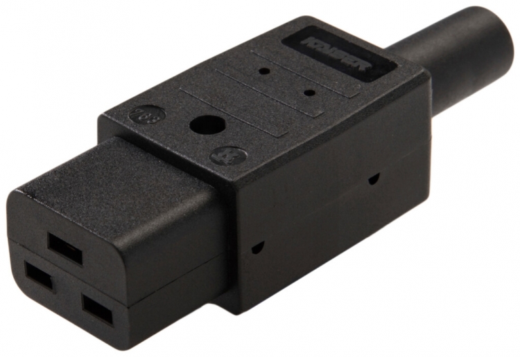 Prise d'appareils type C19 (J) ELBRO 16A 230VAC droit max.70°C noir IP20 