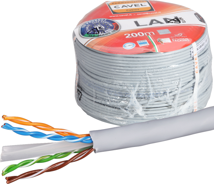 Câble informatique Cat. 6 U/UTP 4x2xAWG23/1, gris LSZH Une longueur