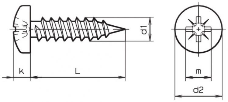 Vis à tôle tête bomb.4.8×16mm Pozidriv, DIN 7981 C10, zing. 