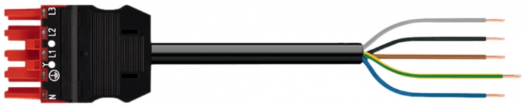 Câble de raccordement WINSTA MIDI 5×2.5mm² 20A 400V 5m cod.P prise/libre rouge 