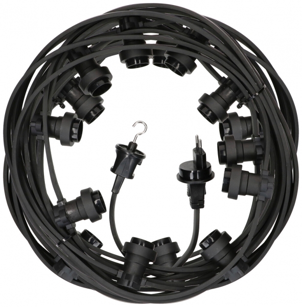 Guirlande d'illumination MH 16.5m avec 15 douilles E27 IP55 noir 