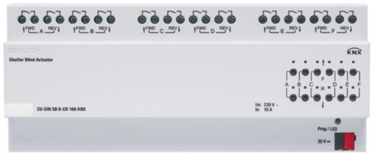 REG-Jalousieaktor KNX 12-fach 10A, 6 Kanal 