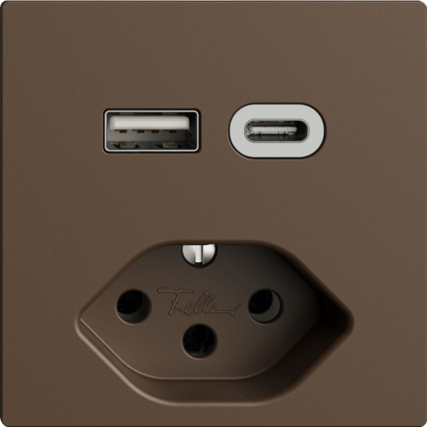 Presa USB tipo A+C + tipo 13 Feller EDIZIOdue F 230V 3000mA coffee 