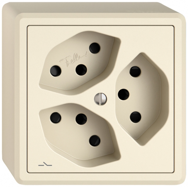 Presa AP EDIZIO.liv SNAPFIX® 3×T13 1×S con shutter cr 