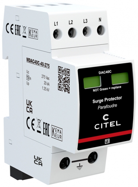 Scaricatore di sovratensione Citel DAC40CS-40-275, tipo 2, 4 poli 