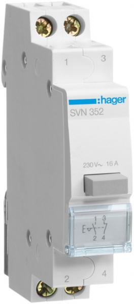 Interruttore a pulsante AMD Hager 16A 230V 1 chiusura 1 apertura 1 invertitore 