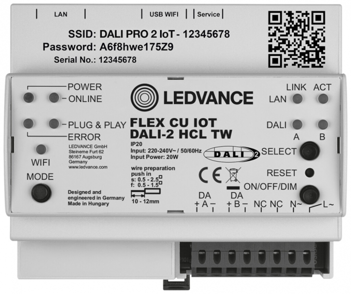 Apparecchio di comando LEDVANCE HCL TW IP20 220…240V DALI 91×106×62mm 