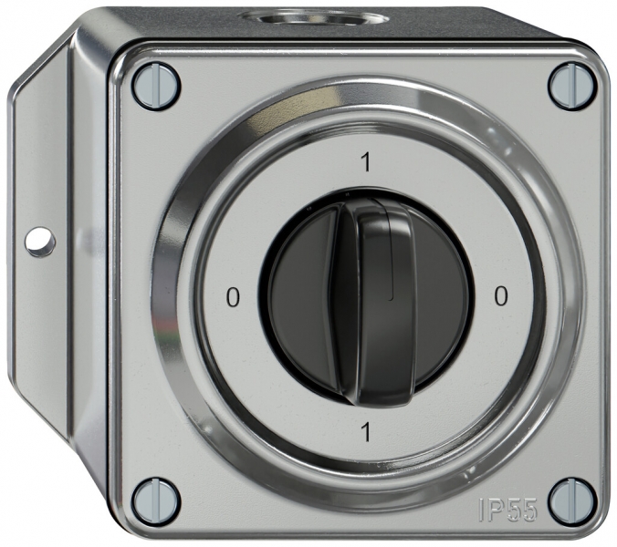 Interrupteur rotatif AP ELEMENT SNAPFIX® 1P 16A 400V 0-1-0-1 alu 