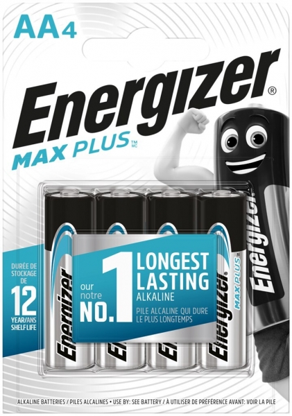 Pila alcalina Energizer Max Plus AA LR6 1.5V blister a 4 pezzi 