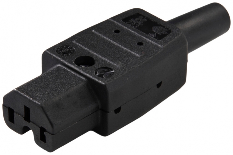 Prise d'appareils type C15 ELBRO 10A 230VAC droit max.120°C noir IP20 