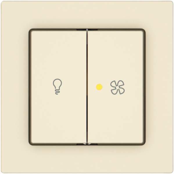 Interrupteur à poussoir lumineux EDIZIO.liv SNAPFIX® lum&vent.3/3/1L KS jn cr 