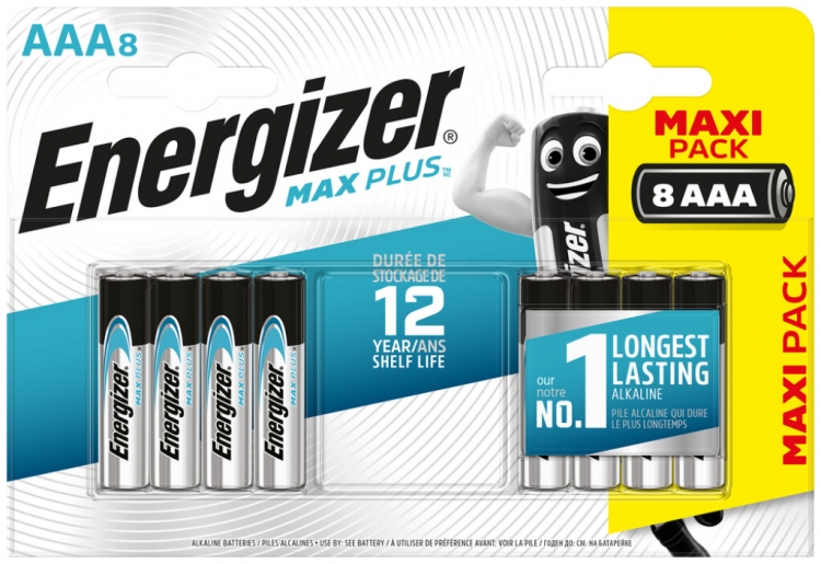 Pila alcalina Energizer Max Plus AAA LR03 1.5V 8 pezzi 