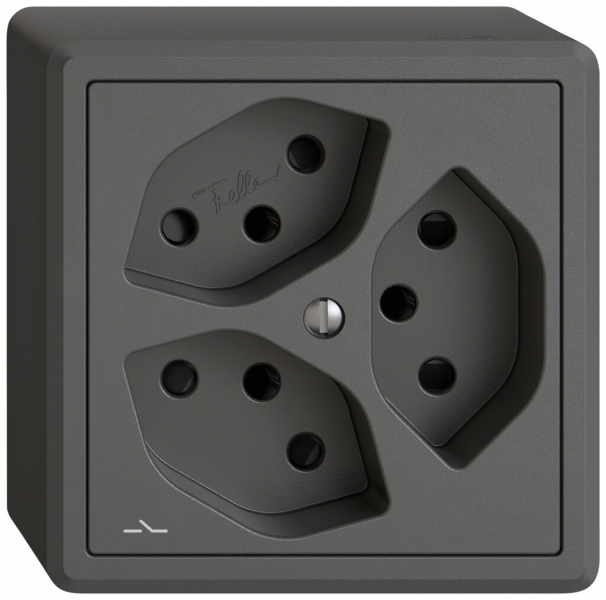 AP-Steckdose EDIZIO.liv SNAPFIX® 3×T13 1×S mit Shutter dgu 