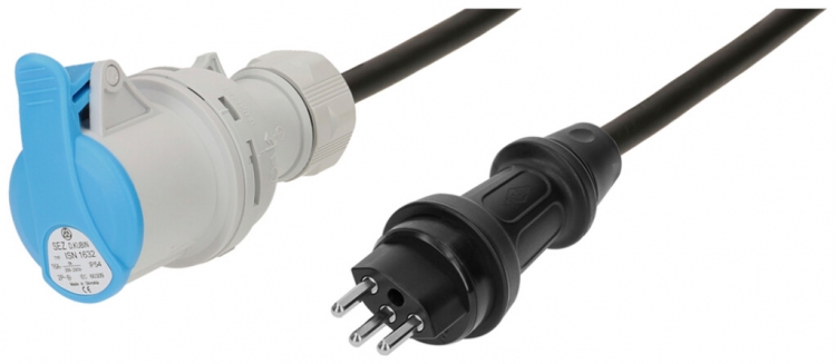 Cavo di prolunga MH maxCAMP gomma 16A 230V T23/CEE 16/3 0.5m ne 