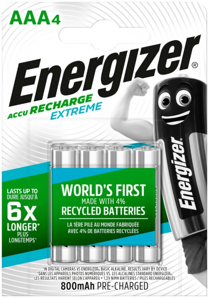Accu NiMH Energizer Extreme HR03 1.2V, 800mAh, 4pièces 