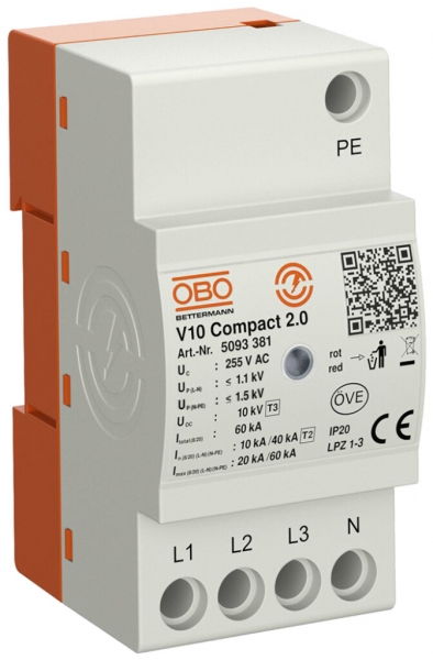 Scaricatore di sovratensione Bettermann V10 Compact 2.0 3LNPE 255VAC 60kA 