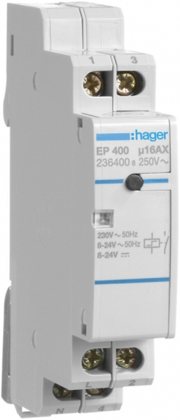 Teleruttore Hager 1UM 230VAC 8…24VDC 1500W 0 apertura 1 chiusura 0 invertitore 