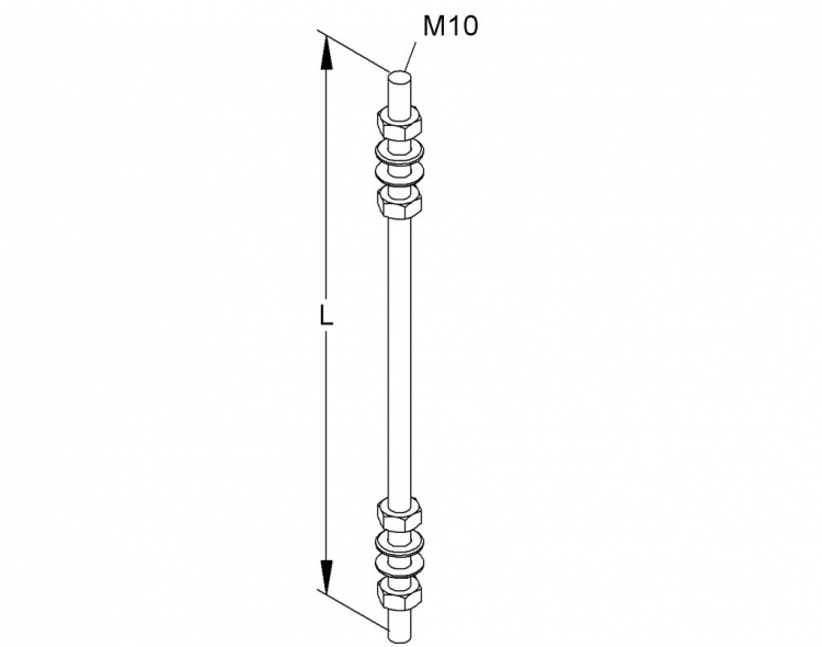Tige filetée M10 130mm zing.send. NIED 