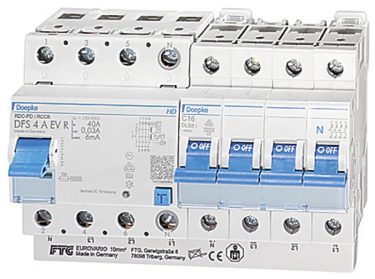 FI-/LS-Schalter-Set Doepke DFS 4 A EV EV-FI-LS SET, 16A, Einspeisung unten 
