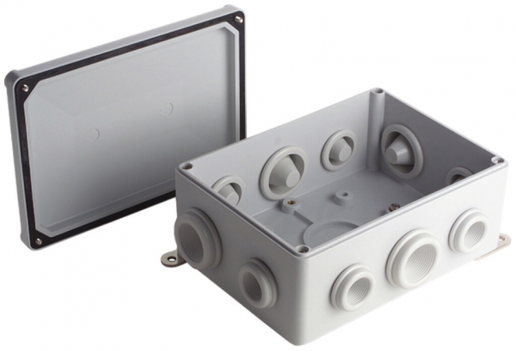 Boîte de dérivation Woertz 180×130×80 vide gris 