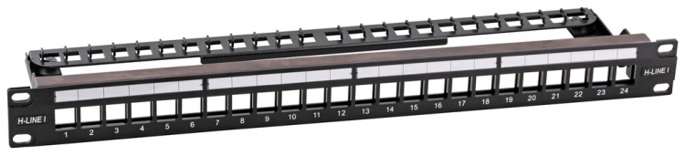 Panneau de distribution 19" H-LINE I 24-port Keystone vide blindé 1UH noir 