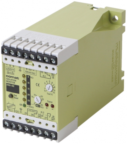 Controllo d'isolazione ComatReleco ESU-D2, 24…48VUC, 2×allarme / 2×uscita 