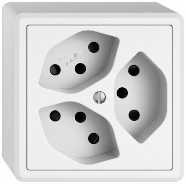 Presa AP EDIZIO.liv SNAPFIX® 3×T13 con shutter bi 