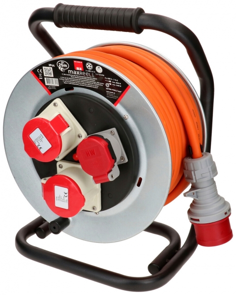 Avvolgicavo MH maxReel acciaio 2×CEE16 1×T25 IP44 5×2.5mm² 25m IP44 