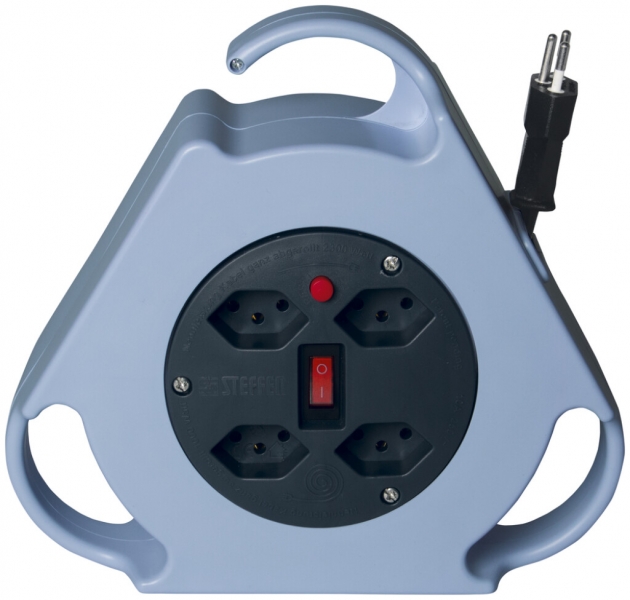 Enrouleur de câble STERO LOOP bleu clair 4×T13 8m TD3×1.5mm² noir 