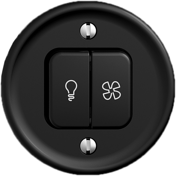 Interrupteur p.lumière+ventilation STANDARDdue noir, contrôle, LED jaune 