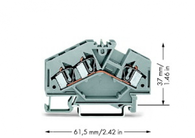 Morsetto di passaggio cablaggio front. WAGO 4mm² grigio 