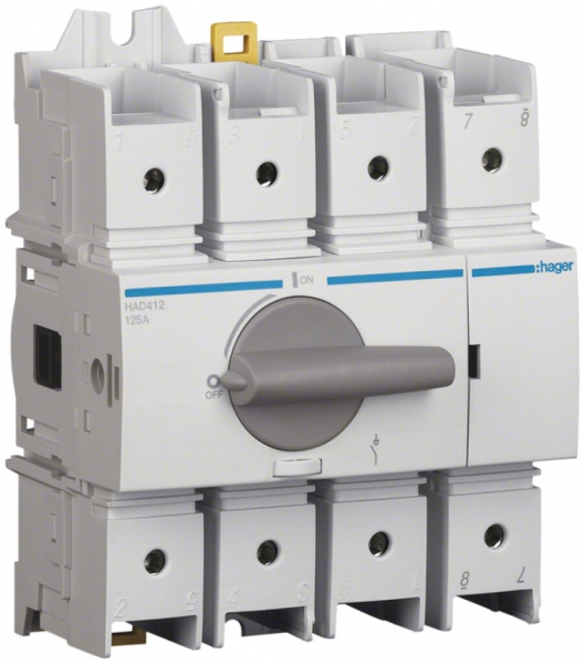 Interrupteur sectionneur Hager HAD412 4L 125A 
