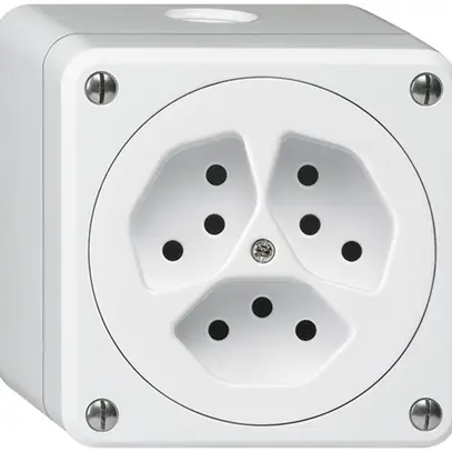Presa AP robusto 3×tipo 13 bianco senza copercchio 