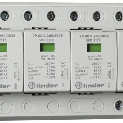 Parasurtension AMD Finder 7P.04, type 1+2, 3L/N 250A TN-S/ TT 