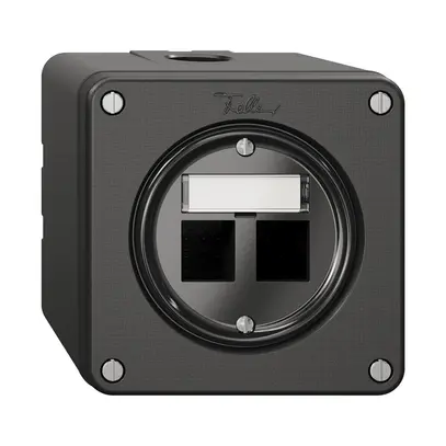 NAPU-Montageset Feller freenet, für gerade Steckrichtung, zweifach, schwarz 