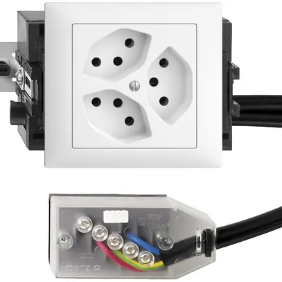 Presa INS EDIZIOdue 3×T13 L1 bianco, 49…69mm per cavo Technofil 