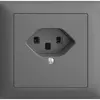 Prise INC EDIZIOdue T23 16A gris foncé, bornes à vis 