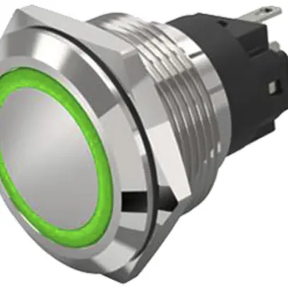 Tasto a pulsante luminoso EAO 82 1COM 24V raccordo spina piat.Ø22mm cliccato ve 