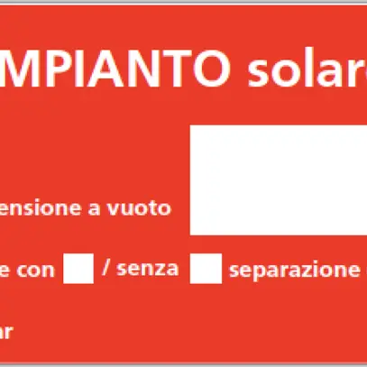 Autocollant rouge «Solar-DC-INSTALLATION!» italien 