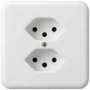 Prise ENC Hager basico 2×type 13 avec sécurité enfants blanc 